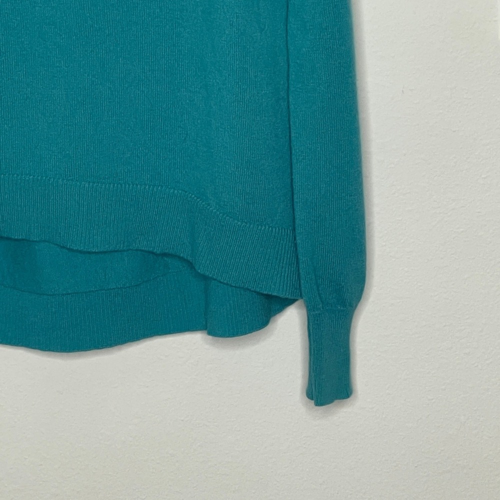 Diane von Furstenberg‎ DVF Teal Wool Cashmere Cowl Neck High-Low Sweater Mens M - Picture 4 of 7